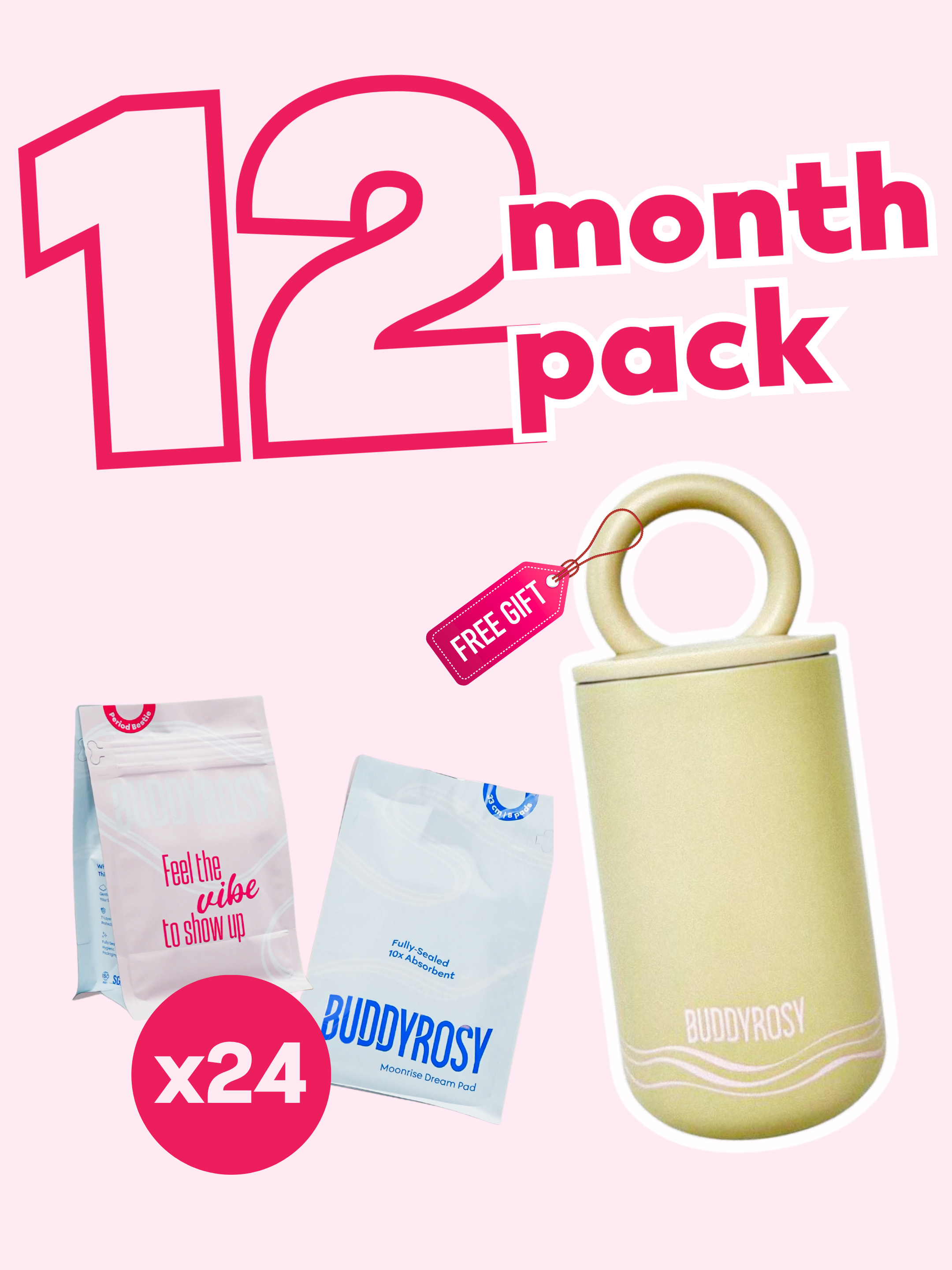 12 Month Pack 🔄 Free Rosy Tumbler
